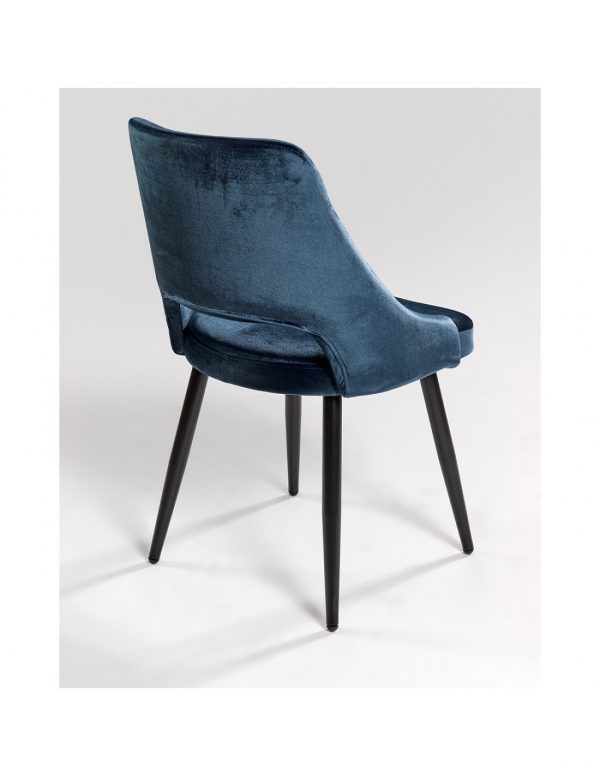 silla tapizada azul electrico y patas negras
