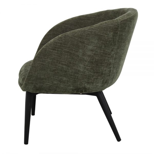 sillón tapizado textil verde y patas negras