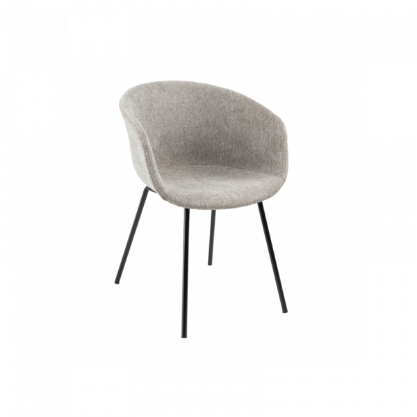 silla asiento tapizado tela gris patas negras NORDICA