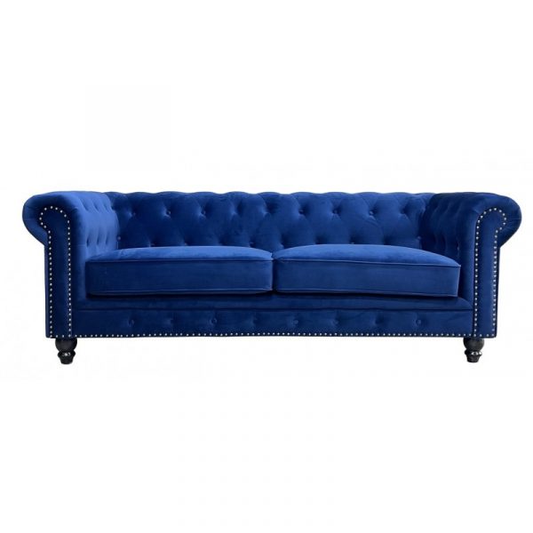 Sofa Chester Terciopelo Azul