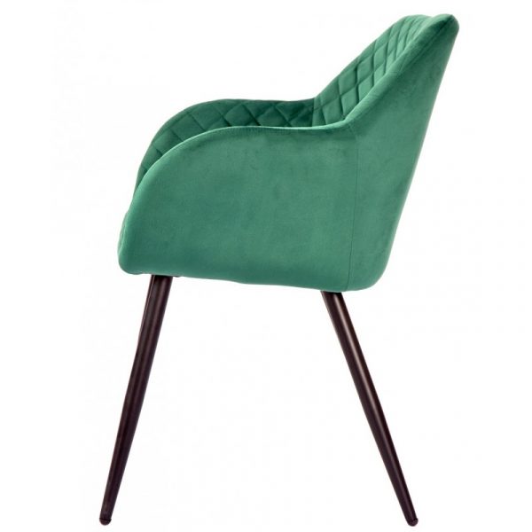 silla comedor asiento verde patas negras