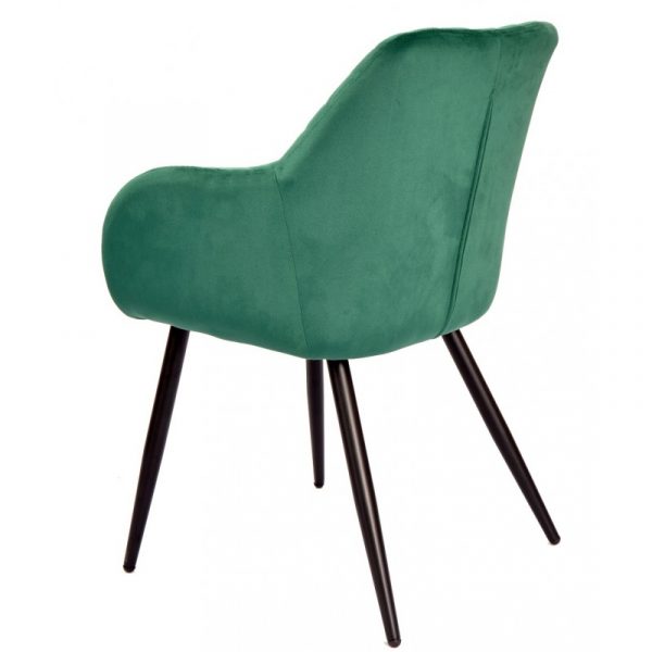 silla con asiento tapizado verde y patas negras