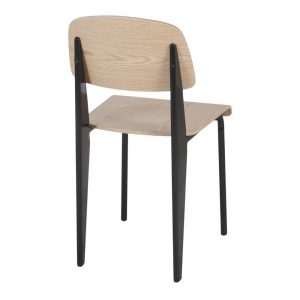 silla nórdica asiento madera patas negras